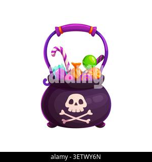 Halloween Trick or Treat Süßigkeiten und Süßigkeiten Eimer Stock Vektor