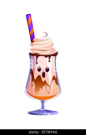 Cartoon Halloween süßer Milchshake Schlagsahne Stock Vektor