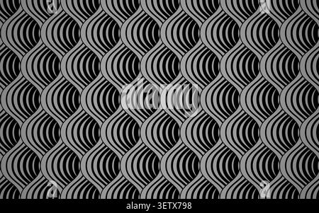 Das geometrische Muster mit welligen Linien. Nahtloser Vektorhintergrund. Schwarze Textur. Einfaches Gitterdesign Stock Vektor