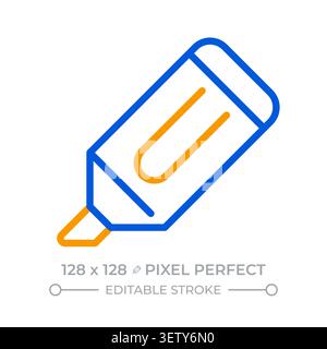 Textmarker Pixel Perfect Symbol für zwei Farblinien Stock Vektor