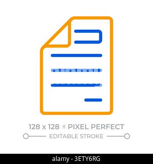 Symbol für zweifarbige Linien für das Dokument „Pixel perfekt“ Stock Vektor