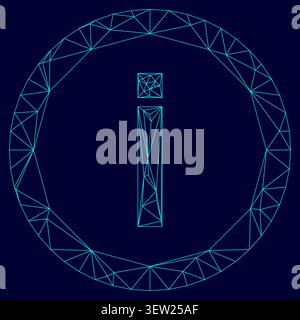 Information Low Poly Triangulation triangulierte polygonale elektrische Zyanblau leuchtendes Aqua Neon Farbe Vektor Illustration Bild Umrisskontur Linie Stock Vektor