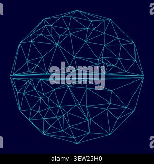 Medizinische Pille niedrige Poly Triangulation triangulierte polygonale elektrische Cyan blau leuchtendes Aqua Neon Farbe Vektor Illustration Bild Umriss Kontur Linie Stock Vektor