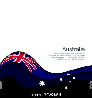 Flagge von Australien. Papierschnitt und Wellendesign mit modernem Präsentationslayout. Welleneffekt mit realistischen Schatten und Verläufen. Ideal für in Stock Vektor