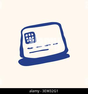 Handgezeichnete Vektorillustration des Zahlungskartensymbols für Online-Banking, Kreditservice, digitale Transaktion, Finanz-App und Geschäftskasse. Stock Vektor