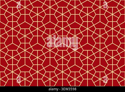Das geometrische Muster mit Linien. Nahtloser Vektorhintergrund. Rote und goldene Textur. Grafisches, modernes Muster. Einfaches Gitterdesign Stock Vektor