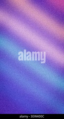 Abstrakter, körniger Hintergrund mit leuchtenden blauen, lila, magentafarbenen und rosa Verläufen. Eine verschwommene vertikale Textur mit Neonlicht für moderne Banner und W Stockfoto