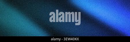 Abstrakter, breiter, körniger Hintergrund mit tiefblauen, blaugrünen und schwarzen Verläufen. Hochwertiges strukturiertes Banner für digitale Kunst, Websites und WA Stockfoto