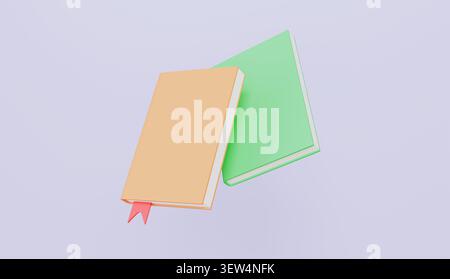 Zwei Bücher mit Lesezeichen 3D-Illustration Stockfoto