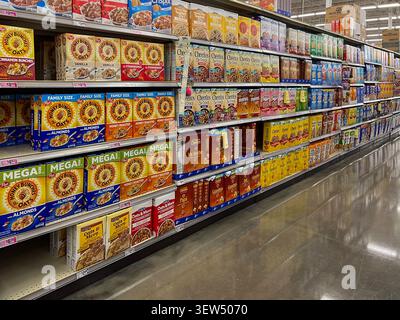 Dieser Getreidegang in einem Supermarkt. Texas, USA. Stockfoto