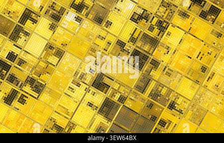 Nahtloses Gelbgold mit wiederholtem Muster Hintergrund digitale quadratische Fliesen. Stockfoto