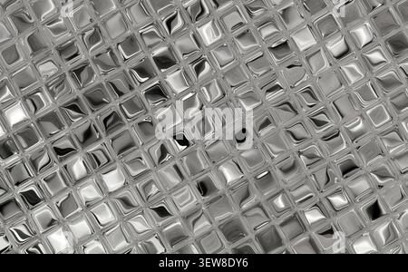 Nahtlose Schwarz-weiß-Fliesen Spiegelreflexe mit wiederkehrendem Muster im Glashintergrund digitale Quadrate. Stockfoto