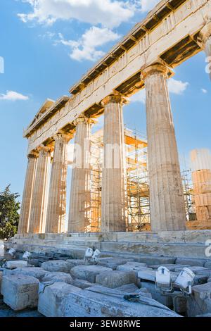 Parthenon-Säulen auf der Akropolis in Athen Griechenland Stockfoto
