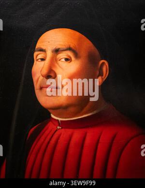 Porträt eines Mannes (Ritratto Trivulzio) von Antonello da Messina in der großen Pinacotheca des Palazzo Madama in Turin, Italien. Meisterhaft habe ich gemalt Stockfoto
