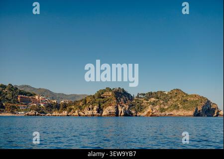 Malerischer Blick auf Isola Bella und Taormina Sizilien Stockfoto