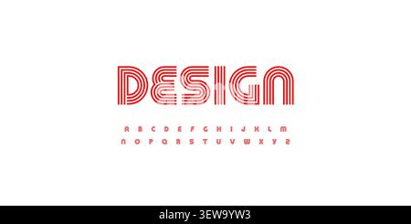 Gestreifte Retro Sport Schriftart Linear Logo Outline Alphabet Geometrisches Muster Briefset Moderne Typografie. Kreatives Typografie-Design für Straßentitel Stock Vektor