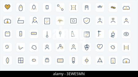 Umfassendes Icon-Paket Für Gesundheitswesen Und Medizin – Professioneller Icon-Stil Mit Gold-Akzenten Stock Vektor