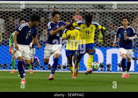 Dallas, Usa. Juni 2026. Anthony Elanga aus Schweden (11) im AT&T Stadium (Dallas) während des Fußballspiels der FIFA-Weltmeisterschaft 2026 zwischen Japan und Schweden. Endpunktzahl: Japan 1:1 Schweden. Quelle: SOPA Images Limited/Alamy Live News Stockfoto