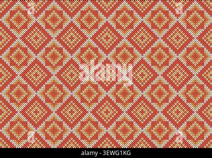 Nahtlose Strickmuster. Geometrisches Strickgarnmuster zum Umwickeln. Farbenfrohe Baumwoll-Textil- und Seidenmuster für Hintergrund und Tapeten. Stockfoto