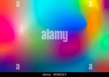Ein lebendiger abstrakter Hintergrund mit einem glatten Regenbogenverlaufsmix aus rosa, blauen, gelben und grünen Farben mit einer weichen, verschwommenen Netzstruktur, Inspir Stockfoto