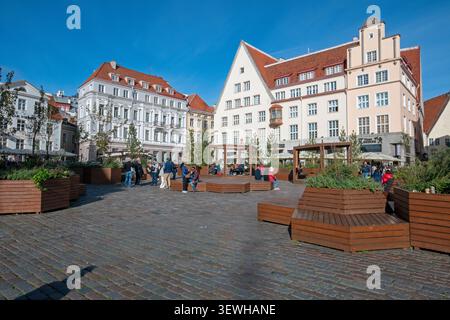 Rathausplatz (Raekoja Plats) in der Altstadt von Tallinn, Estland Stockfoto