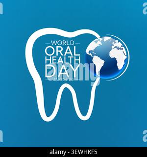 Der World Oral Health Day findet jährlich am 20. März statt, einer einjährigen Kampagne, die sich der Sensibilisierung für die Themen rund um die Mundgesundheit widmet Stock Vektor