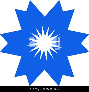 Blaues Starburst-Design, abstraktes geometrisches Sonnensymbol Stock Vektor