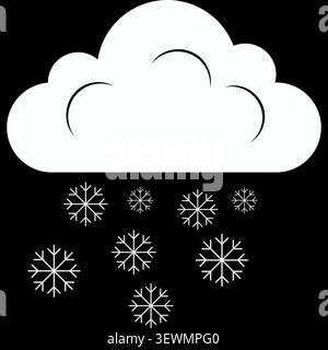 Wolken, die Schneeflocken bei kaltem Wetter mit fallendem Schnee mit winterlichem Vorfeld freisetzen Stock Vektor