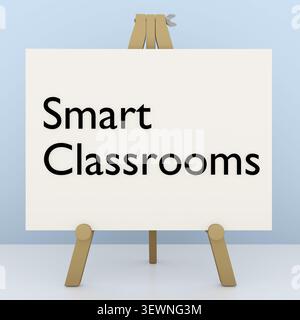 3D-Abbildung eines Stativs mit dem Skript „Intelligente Klassenzimmer“ Stockfoto