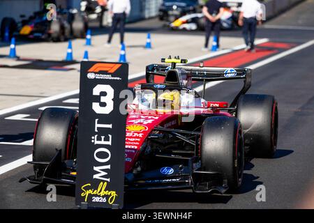 Spielberg, Austria. 27th June, 2026. Lewis Hamilton of Great Britain drives the Ferrari SF-26 Ferrari during the qualifying session of the Formula 1 Rolex Austrian Grand Prix at Red Bull Ring in Spielberg, Austria on June 26-28, 2026, as part of Round 10 of the 2026 FIA Formula One World Championship, held on the scenic Styrian hills circuit known for intense racing. Photo by Alessio De Marco/Avens-images.com/ABACAPRESS.COM Credit: Abaca Press/Alamy Live News Stockfoto