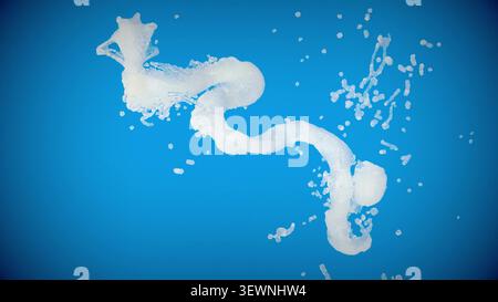 Weißer Milchspritzer auf blauem BG 3D-Rendering Stockfoto