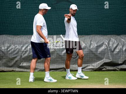 Im All England Lawn Tennis and Croquet Club, London, vor den Wimbledon Championships 2026. Bilddatum: Sonntag, 28. Juni 2026. Stockfoto
