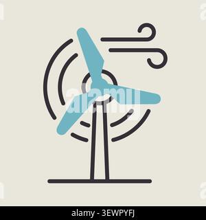 Minimalistisches Design für Windkraftanlagen, geeignet für Konzepte für erneuerbare Windenergie und umweltfreundliche Technologie Stock Vektor