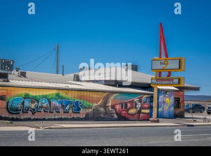 Pizza 9 Restaurant an der historischen Route 66 in Grants New Mexico USA Stockfoto