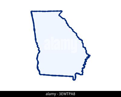 Illustration der Karte des Bundesstaates Georgia im Doodle-Stil mit der erkennbaren Form Georgiens in einem einfachen, handgezeichneten Design. Stock Vektor