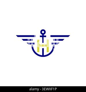 Ankerlogo mit H-Letter-Konzept. Anfangsbuchstabe H mit Anker. Marine, Sailing Boat Logo. Stock Vektor