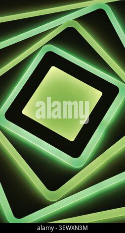 Abstrakter Technologiehintergrund mit leuchtend grünen geometrischen Formen, futuristischem digitalem Design und Neonschicht-Komposition. Premium 8K Hintergrundbild Stockfoto