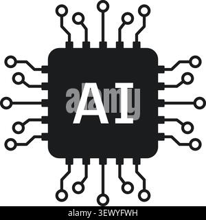 Symbol für AI-Mikroprozessor-Chip isoliert auf weißem Hintergrund. Symbol Für Künstliche Intelligenz Schaltungstechnik, Vektorillustration Stock Vektor