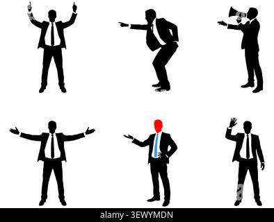 Business People Set, Business Success Silhouette Set mit Winner Pose Vector Symbol Stock Vektor