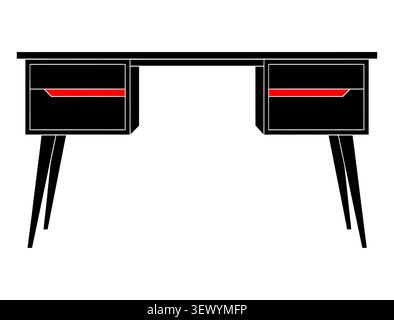 Moderner Minimalistischer Schreibtisch Icon Schwarzer Möbel Vektor Stock Vektor