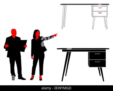 Business Team mit Büromöbel Vektor Illustration Design Stock Vektor