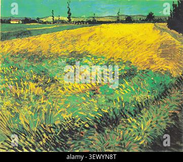 Weizenfeld mit den Alpilles Foothills im Hintergrund (1889) von Vincent van Gogh Stockfoto