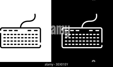 Symbolgruppe Für Tastaturzeile. Computer-Eingabegerät, Eingabe Und Dateneingabe-Kontur-Symbol-Sammlung. Technologie Und Büroausstattung. Bearbeitbare Kontur Stock Vektor