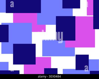 Moderner geometrischer Hintergrund mit sich überlappenden rechteckigen Blöcken in Marineblau, Periwinkle, Magenta und weiß. Stockfoto