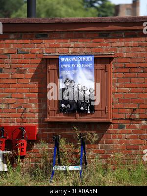 Vintage-Poster aus der Kriegszeit am Wochenende der Severn Valley Railway in den 1940er Jahren. Stockfoto