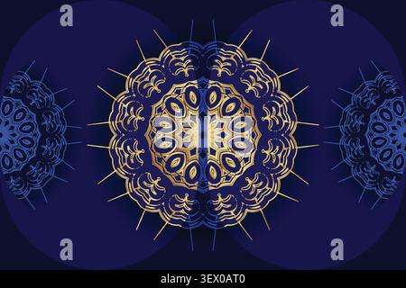 Luxuriöses goldblaues Mandala-Design Stock Vektor