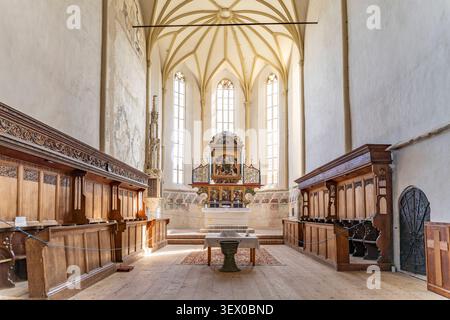 Schäßburger Bergkirche Innenraum der Schäßburger Bergkirche in Sighisoara oder Schäßburg, Siebenbürgen, Rumänien Innenraum der Kirche auf dem Hügel in Stockfoto