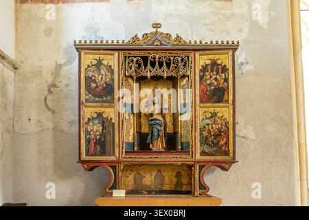 Altar Heilige Ursula im Innenraum der Schäßburger Bergkirche in Sighisoara oder Schäßburg, Siebenbürgen, Rumänien Altar Saint Urs Stockfoto
