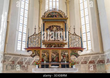 Altar Heilige Ana im Innenraum der Schäßburger Bergkirche in Sighisoara oder Schäßburg, Siebenbürgen, Rumänien Altar Heilige Ana, Int Stockfoto