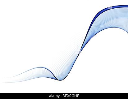 Blauer abstrakter Hintergrund, wellige Linien auf weißem Hintergrund Stockfoto